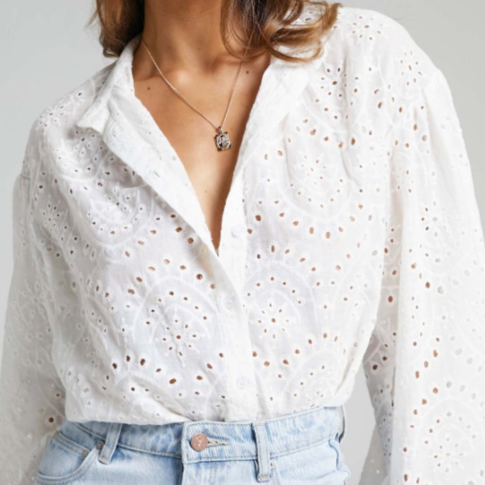 White Lace Button down